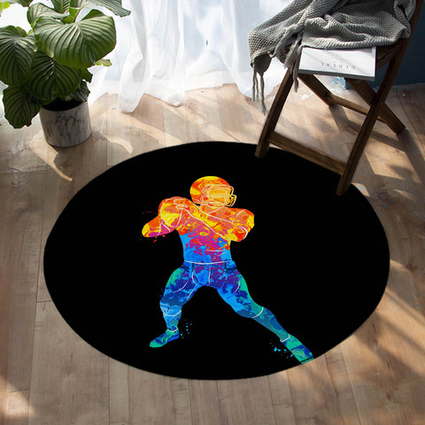 Image of Rugby Player SW0638 Round Rug