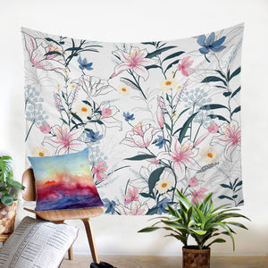 White Flowers SW0639 Tapestry