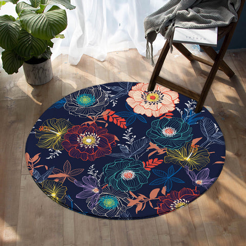 Image of Night-glow Flora SW0643 Round Rug