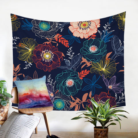 Image of Night Glow Flora SW0643 Tapestry