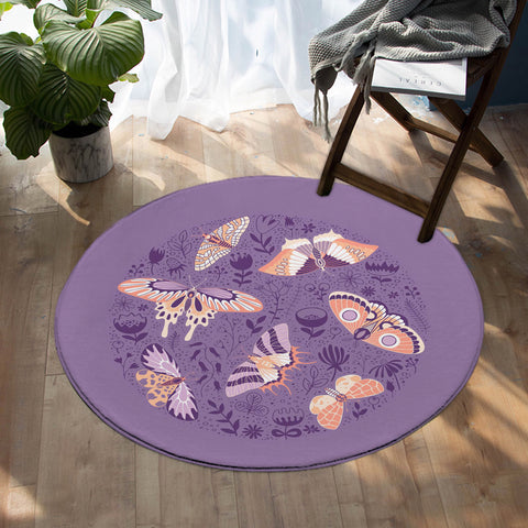 Image of Purple Butterflies SW0644 Round Rug