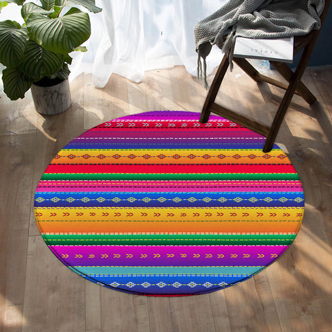 Image of Colored Lines SW0654 Round Rug