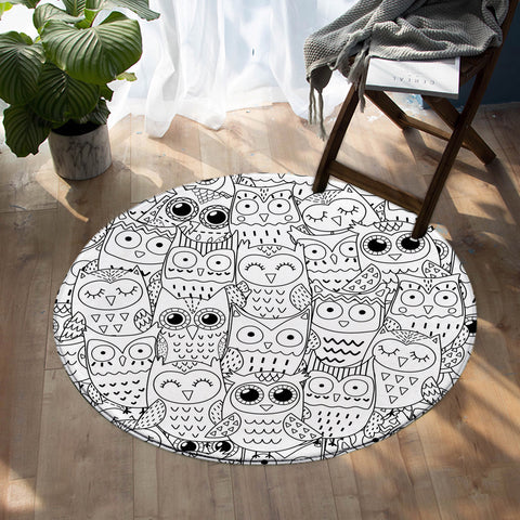 Image of Owls SW0660 Round Rug