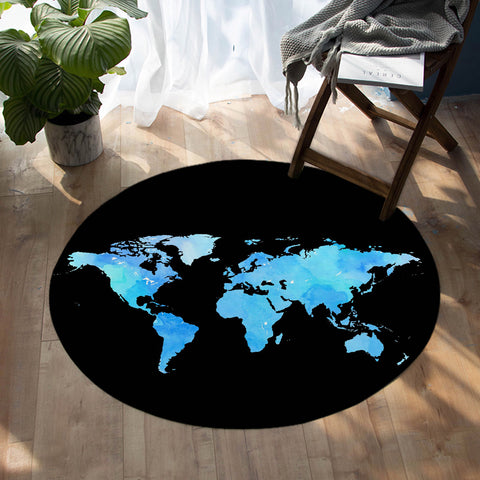 Image of World Map SW0663 Round Rug