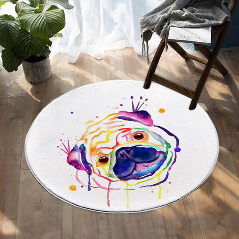 Image of Colored Pug SW0669 Round Rug