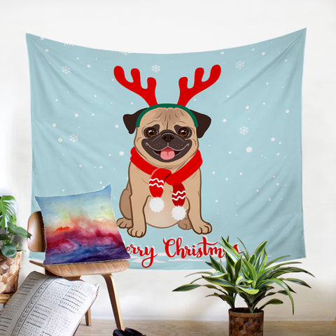 Image of Christmas Pug SW0678 Tapestry
