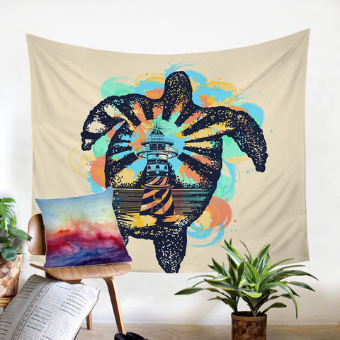 Image of Lighthouse Turtle SW0680 Hooded Blanket