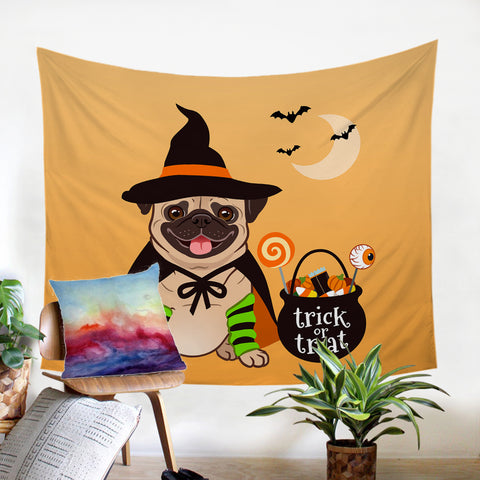 Image of Halloween Pug SW0681 Tapestry