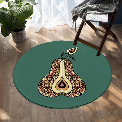 Image of Stylized Pear SW0744 Round Rug