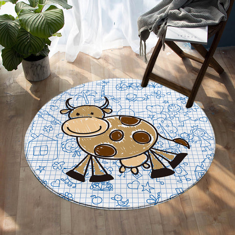 Image of Cow Doodles SW0746 Round Rug