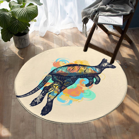 Image of Stylized Kangaroo SW0753 Round Rug