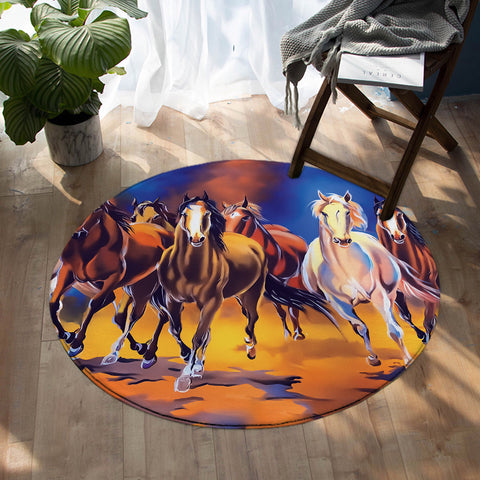 Image of Horse Pack SW0758 Round Rug