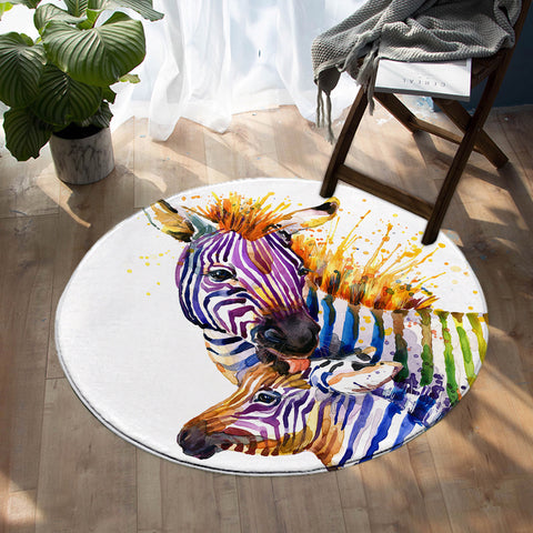 Image of Multicolored Zebra SW0847 Round Rug