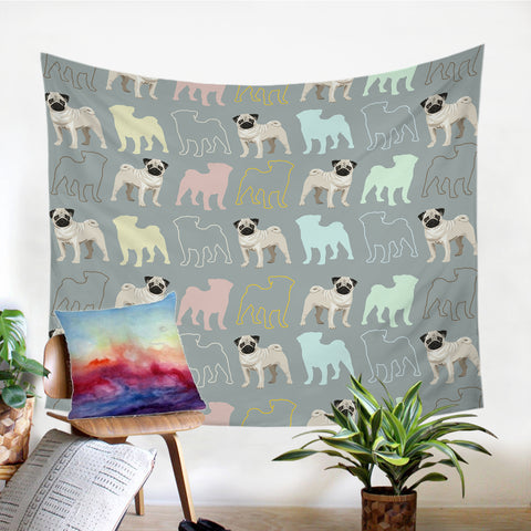 Image of Pug Shadows SW0985 Tapestry