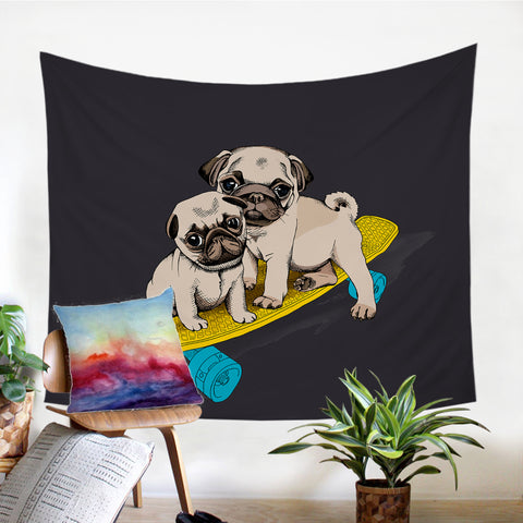 Image of Pug Skaters SW1005 Tapestry