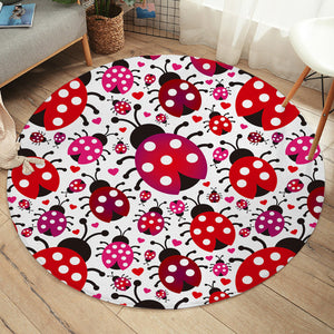 Red Ladybugs SW1185 Round Rug