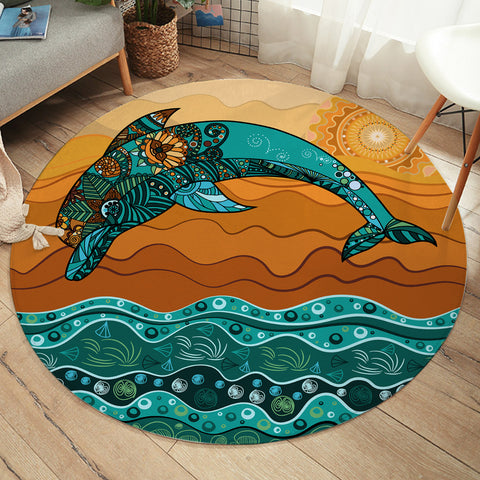 Image of Leaping Dolphin SW1397 Round Rug