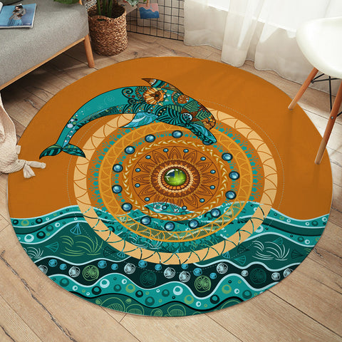 Image of Leaping Ring Dolphin SW1399 Round Rug