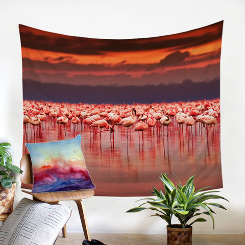 Image of 3D Flamingo Farm SW1531 Tapestry