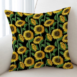 Sunflower Monogram Black Background SWKD3472 Cushion Cover