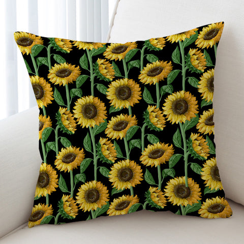 Image of Sunflower Monogram Black Background SWKD3472 Cushion Cover