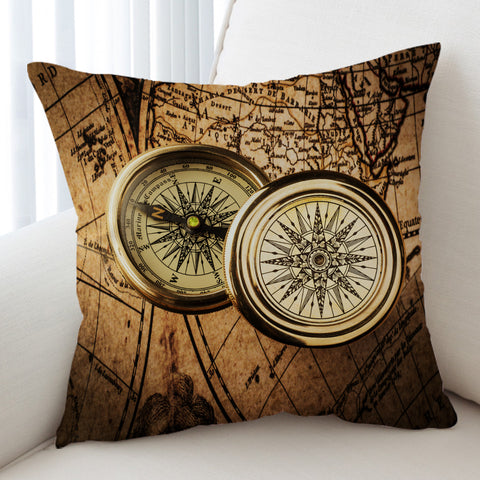 Image of Two Vintage Campasses SWKD3484 Cushion Cover