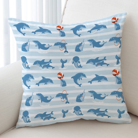 Image of Stripe Playing Dolphin  SWKD3485 Cushion Cover