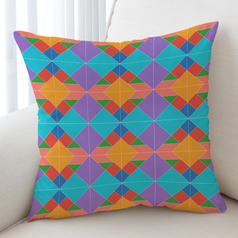 Image of Colorful Triangles in Rhombus SWKD3490 Cushion Cover