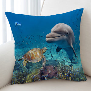 Marine Turtle & Dolphin SW3582 Cushion Cover