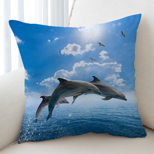 Dolphins Jumping Over Ocean SW3614 Cushion Cover