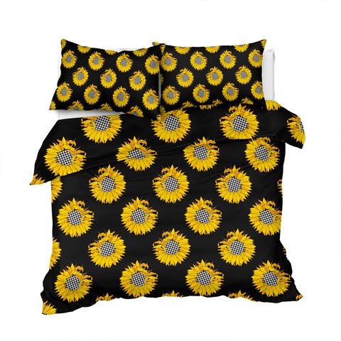 Image of Sunflower Patterns Black Bedding Set - Beddingify