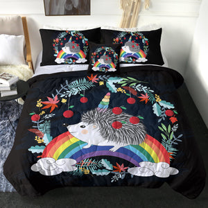 4 Pieces Rainbow Hedgehog SWBD0004 Comforter Set