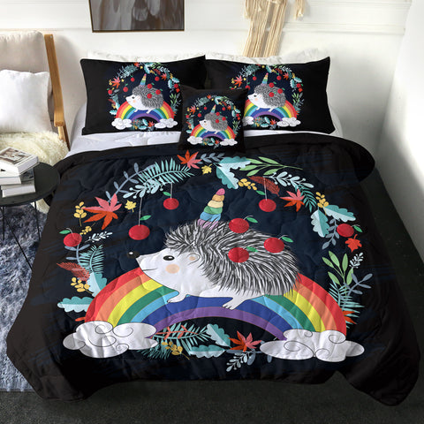 Image of 4 Pieces Rainbow Hedgehog SWBD0004 Comforter Set