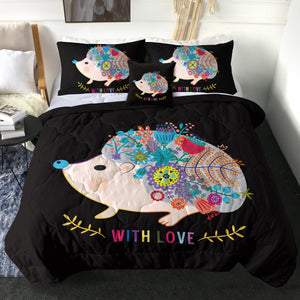 4 Pieces With Love Hedgehog SWBD0007 Comforter Set