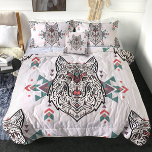 4 Pieces Aztec Wolf SWBD0022 Comforter Set