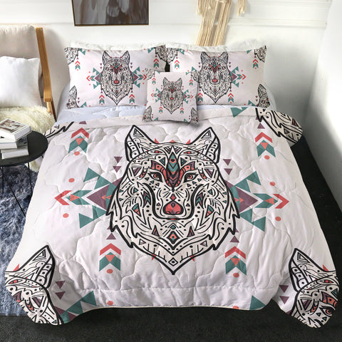 Image of 4 Pieces Aztec Wolf SWBD0022 Comforter Set