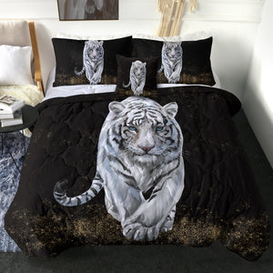 4 Pieces White Tiger SWBD0031 Comforter Set
