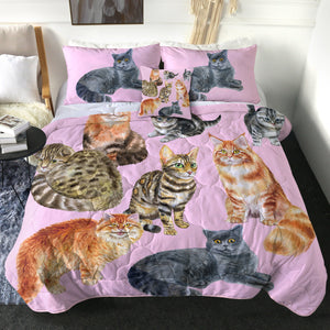 4 Pieces Cats SWBD0033 Comforter Set