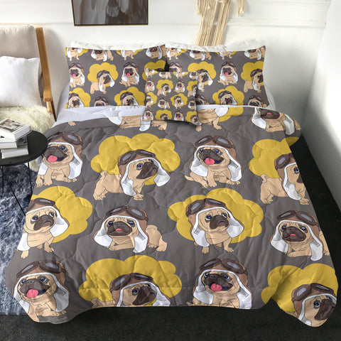 Image of 4 Pieces Cute Pug SWBD0034 Comforter Set