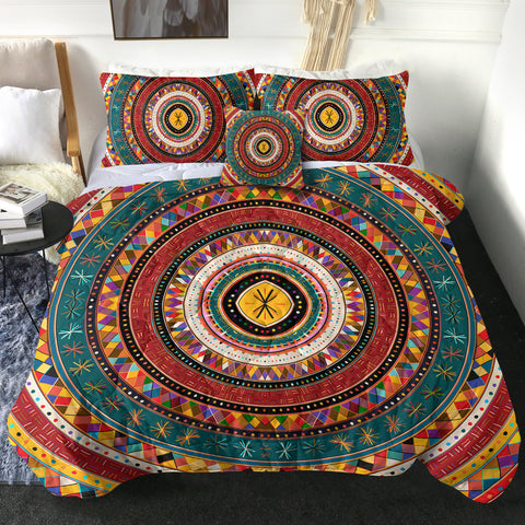 Image of 4 Pieces Concentric Pattern SWBD0036 Comforter Set