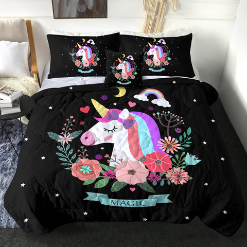 Image of 4 Pieces Magic Unicorn SWBD0051 Comforter Set