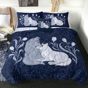 4 Pieces Wolf Couple SWBD0052 Comforter Set