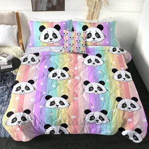 4 Pieces Rainbow Panda SWBD0057 Comforter Set