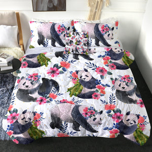 4 Pieces Cute Panda SWBD0059 Comforter Set