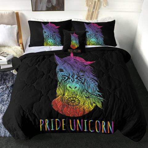 Image of 4 Pieces Pride Unicorn SWBD0060 Comforter Set