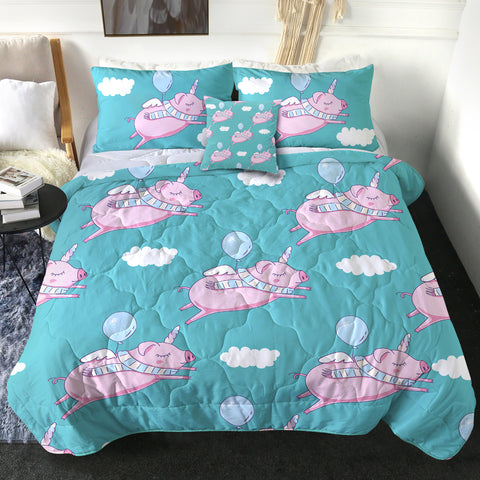 Image of 4 Pieces Flying Pig SWBD0065 Comforter Set