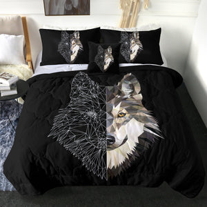 4 Pieces Geometric Wolf SWBD0068 Comforter Set