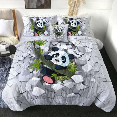 Image of 4 Pieces Wrecking Panda SWBD0070 Comforter Set