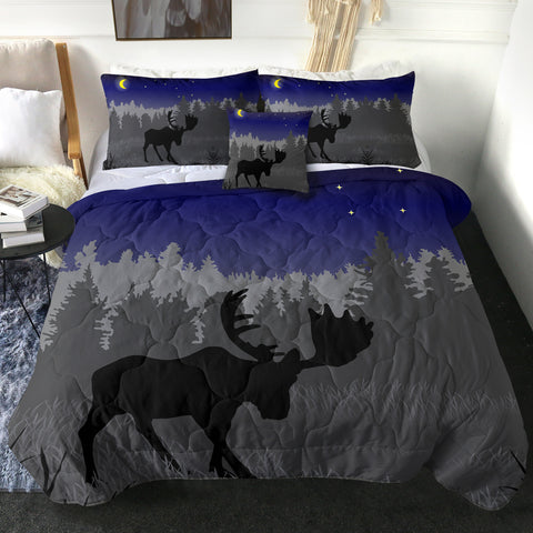 Image of 4 Pieces Night Elk SWBD0085 Comforter Set