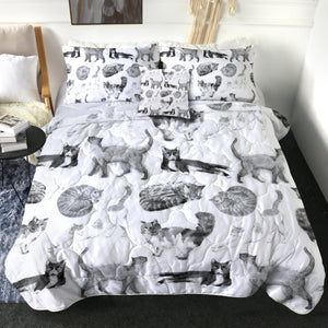 4 Pieces Cats SWBD0086 Comforter Set